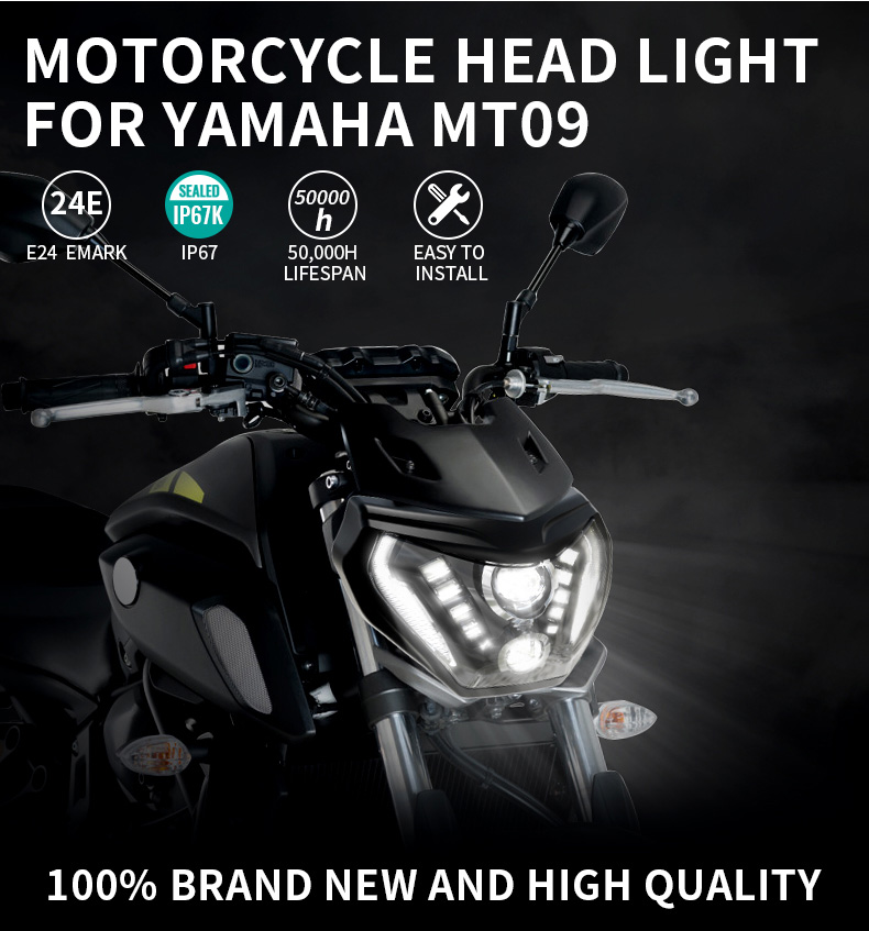 Certificaciones personalizadas para los faros LED del mercado de accesorios Yamaha MT 09