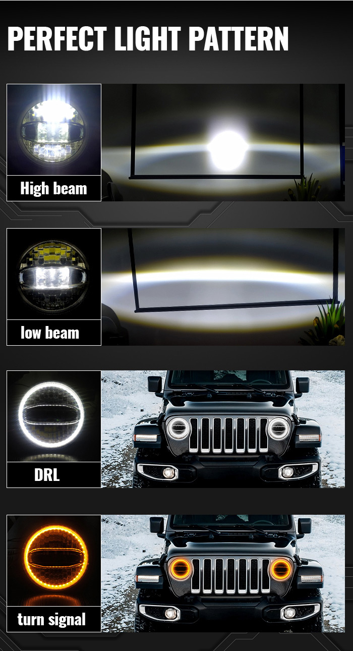 Jeep Jk OEM LED High Low Headlight DRL Señales de giro
