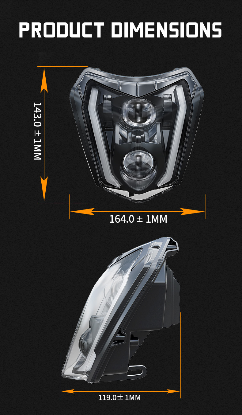 Taille des phares LED KTM EXC