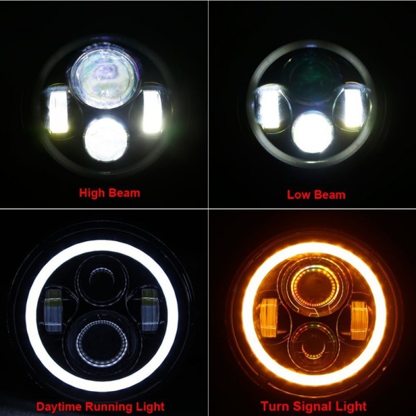 7 pouces Jeep Wrangler LED Phares Hi / lo Beam