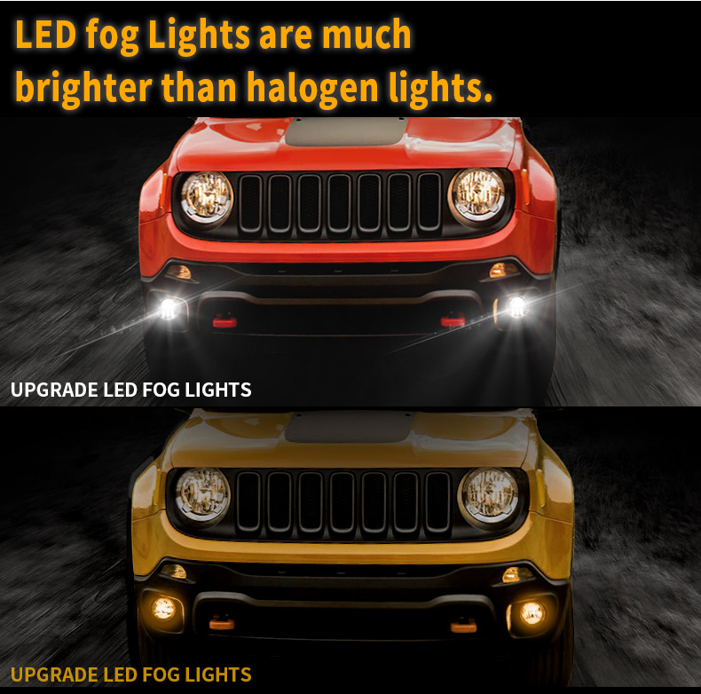 2015-2018 Jeep Renegade Phares antibrouillard LED VS Brouillard halogène