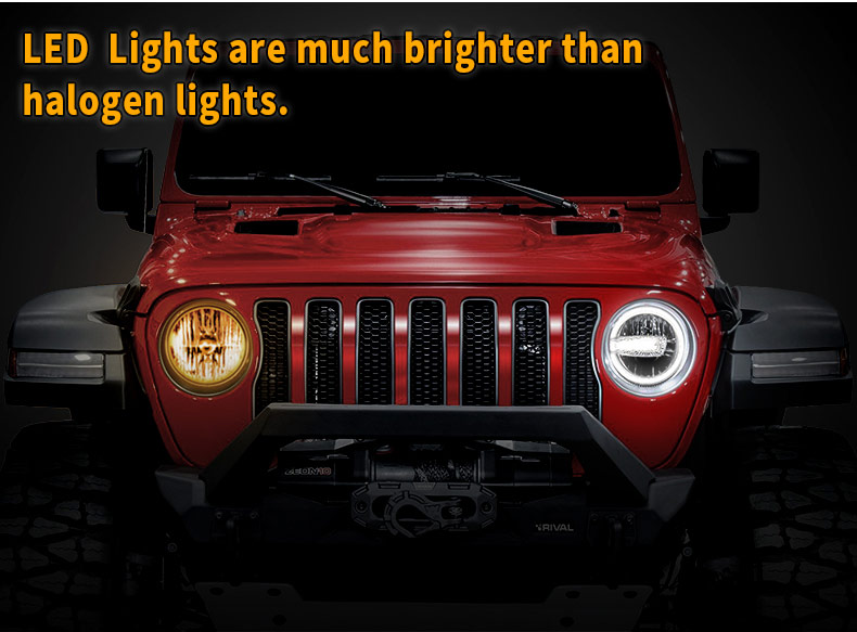 Jeep Wrangler MOAB phares à led Vs feux halogènes
