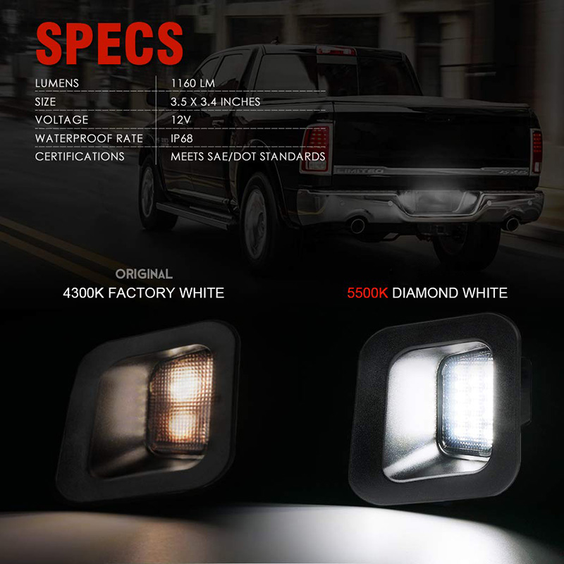 Especificação da luz da placa de licença Dodge Ram 1500