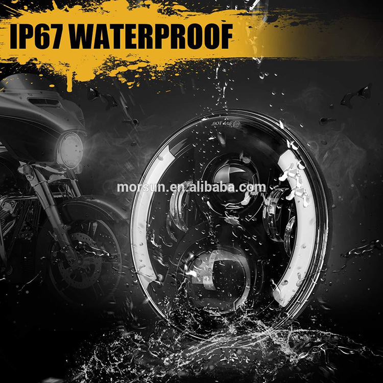 Farol LED 7 redondos IP67 à prova d'água com pisca-pisca