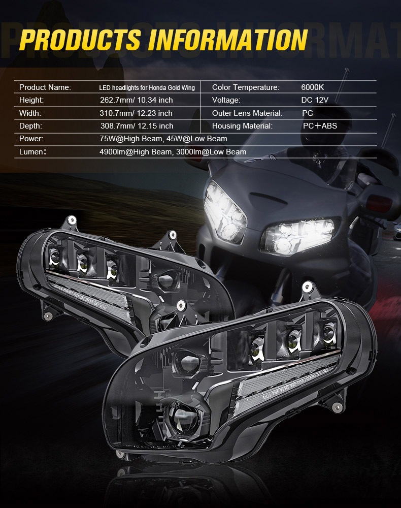 Технические характеристики светодиодных фар Honda Goldwing gl 1800