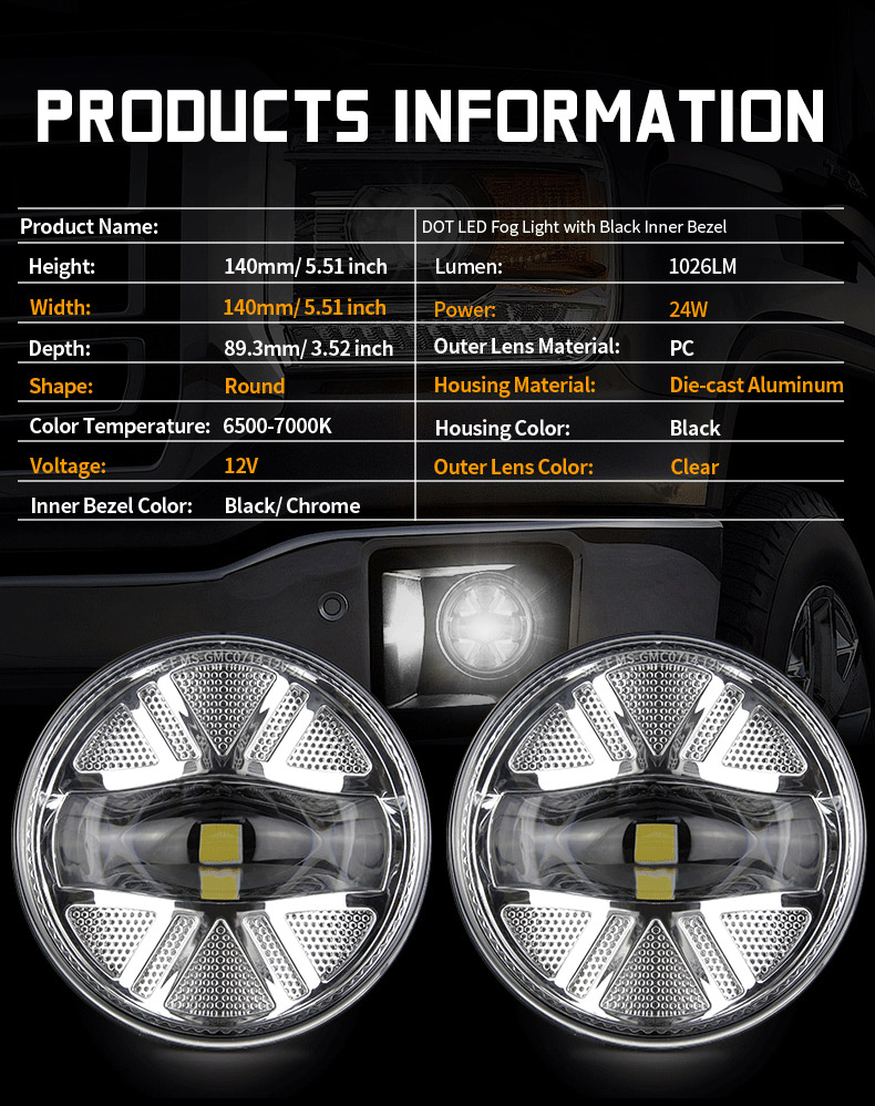 Спецификация светодиодных противотуманных фар GMC Sierra 1500