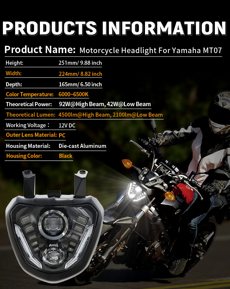 Спецификация светодиодной фары Yamaha MT 07
