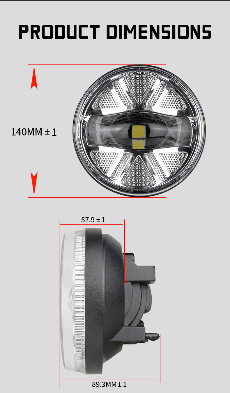 Размеры светодиодных противотуманных фар GMC Sierra 1500