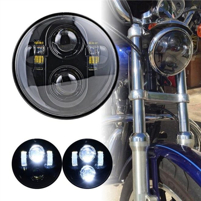 40W 5.75inch LED Headlamp For Motorcycle H4 Plug Chrome Black Headlight Auto Light System