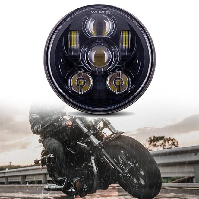 5-3/4 Inch 5.75 Inch Round LED Projection Headlight For Harley Motorcycles