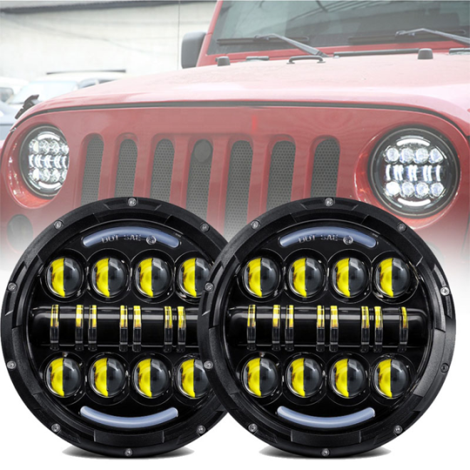7 Inch Led Headlight 80W For Jeep Wrangler JK With Daytime Running Light Turn Signal
