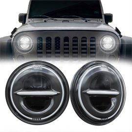 7 Round DOT Emark Jeep JKU Led Headlights With DRL Turn Signals