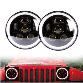 Morsun Auto Lighting system Black Chrome 58w Round LED Headlamp For 07-17 Jeep Wrangler Unlimited JK 4 Door