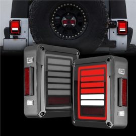 Morsun 12V Car LED Tail Light For Jeep Wrangler 2007-2015 JK Smoked Black Clear Lens