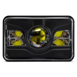 Morsun 4×6 Square LED Headlights For Kenworth T800 T400 Black Chrome Headlight Projector