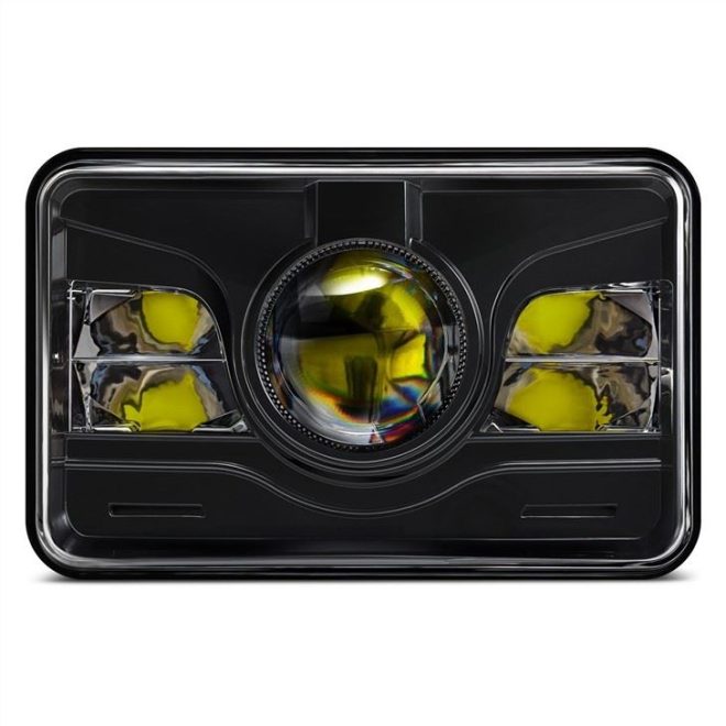 Morsun 4x6 Square LED Headlights For Kenworth T800 T400 Black Chrome Headlight Projector
