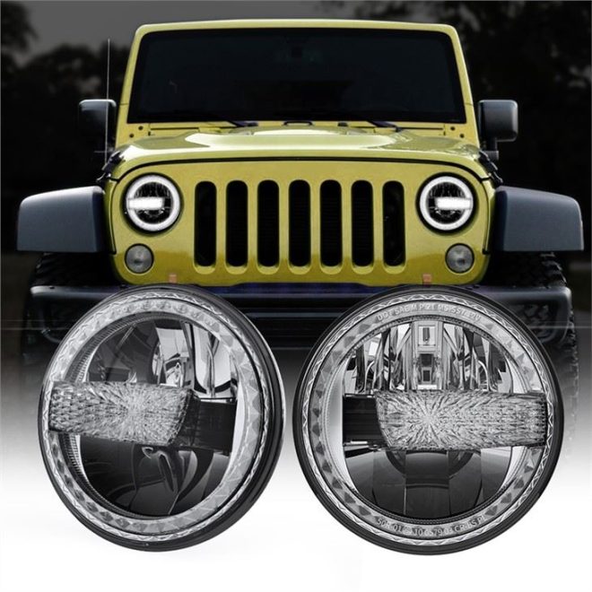 Morsun Motorbikes LED Headlights Projector With White DRL For 2007-2017 Jeep Wrangler JK DOT Emark Approved