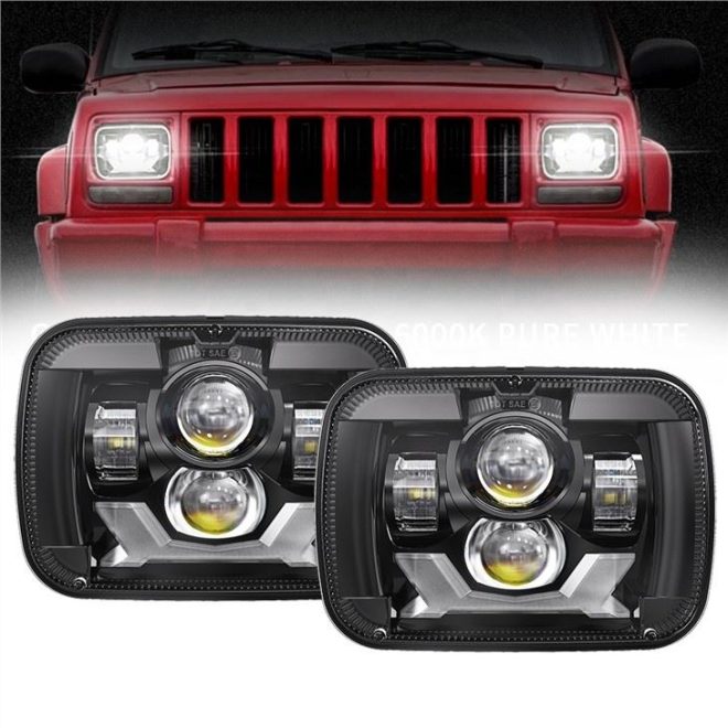 Rectangula 5x7 Led Headlights Jeep Cherokee XJ Jeep Wrangler YJ Truck GMC Headlights