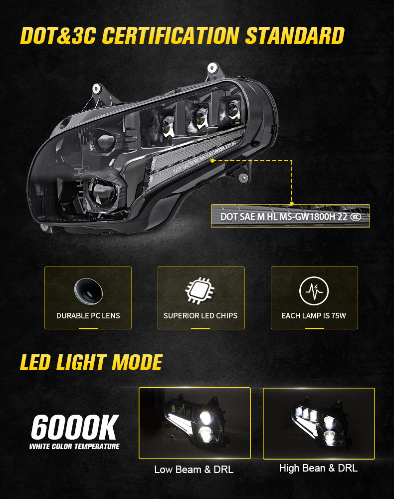 Goldwing Gl1800 Led Headlights Beams