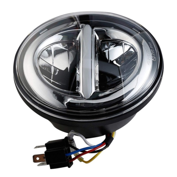 12V 5.75 Tolline ümmargune LED -esitule must sliver 575 Tolli Harley projekti esitule - Pilt 4