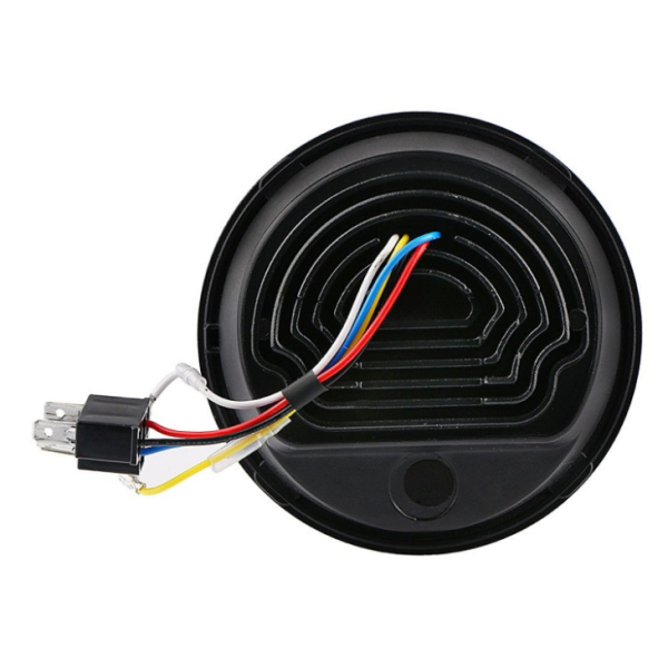 12V 5.75 Tolline ümmargune LED -esitule must sliver 575 Tolli Harley projekti esitule - Pilt 5