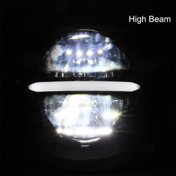 12V 5.75 Tolline ümmargune LED -esitule must sliver 575 Tolli Harley projekti esitule - Pilt 6