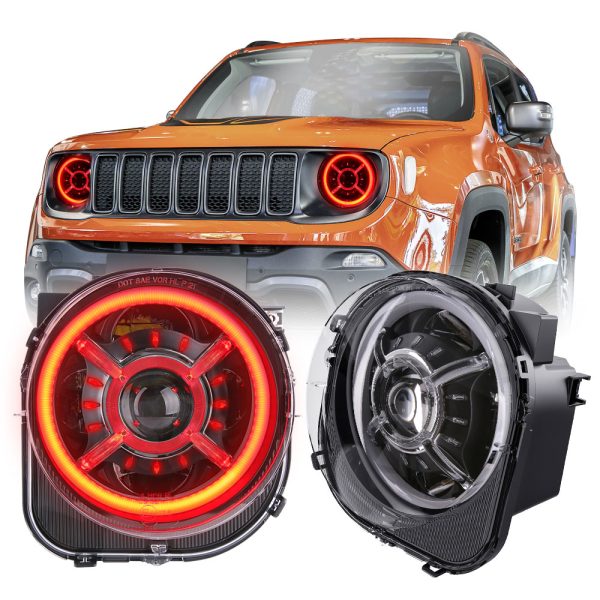 DOT Approved 2015-2021 Color Changing Jeep Renegade RGB Headlights Halo Lights