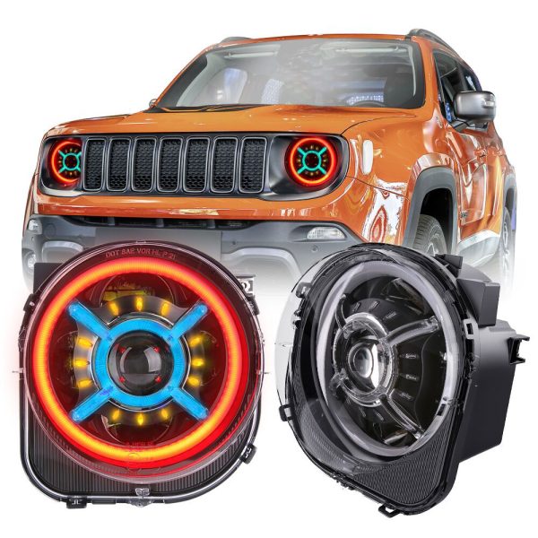 DOT Approved 2015-2021 Color Changing Jeep Renegade RGB Headlights Halo Lights - Image 5
