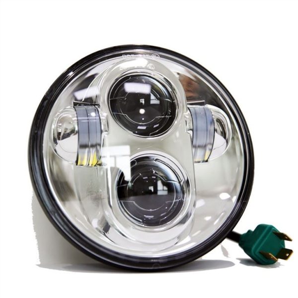 40W 5.75inch ដឹកនាំក្បាលចង្កៀងមុខសម្រាប់ម៉ូតូ H4 ដោតប្រព័ន្ធពន្លឺពន្លឺស្វ័យប្រវត្តិ Chrome - ធម្ផារម្ផន៍ 2