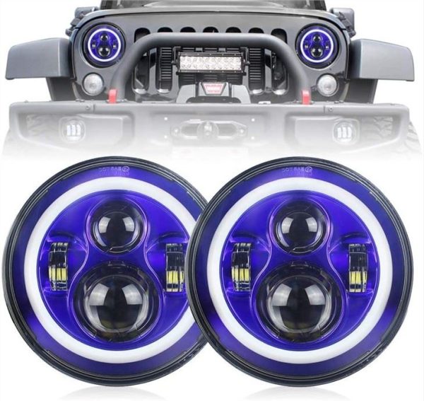 7 Inch Blue Halo Lights Jeep Wrangler Blue Halo Headlights For Jeep JK