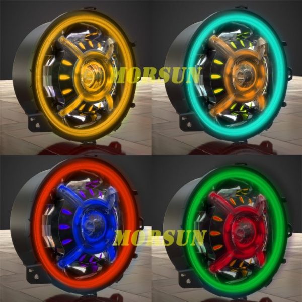 9 Cal Color Zmieniający RGB LED Halo Lights dla Jeep Wrangler JL 2018 2019 - Obraz 3