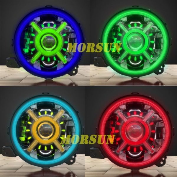 9 Cal Color Zmieniający RGB LED Halo Lights dla Jeep Wrangler JL 2018 2019 - Obraz 5