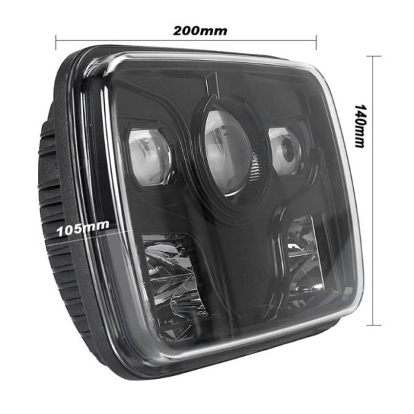 Black Chrome Rectangle 5x7 Inch Inch Led Headligt 12v 24v Headlights - Imahe 4