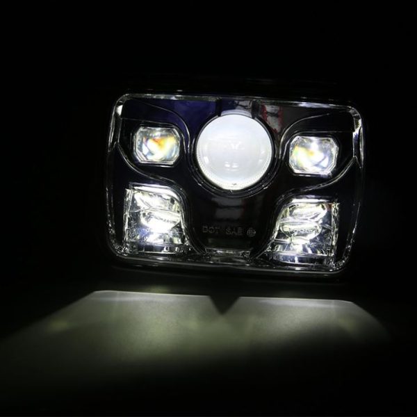 Black Chrome Rectangle 5x7 Inch Inch Led Headligt 12v 24v Headlights - Imahe 5