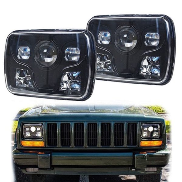 Black Chrome Rectangle 5x7 Inch Inch Led Headligt 12v 24v Headlights - Imahe 9