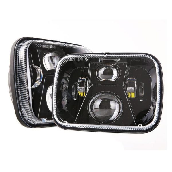 Ang mga aksesorya sa headlight sa awto sa awto 5x7 Kumusta Low Beam Square nga gipangulohan alang sa Wrangler Rectangle LED Light Flight Explenment Universal