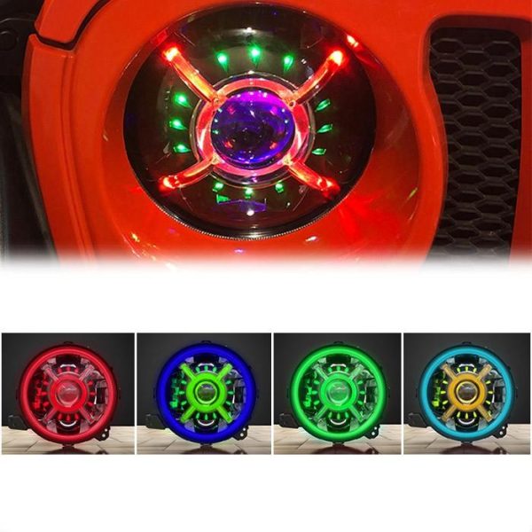 Zmena farby nového príchodu 9 Inch LED Halo Lights pre Jeep Wrangler JL 2018+ RGB JL LED svetlomety - Predstavovať 2