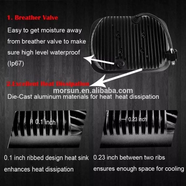 5X7 palcový LED obdélníkový světlomet 60W s hi/lo paprsk pro Jeep yj xj mj & Pro off-road - Obraz 2