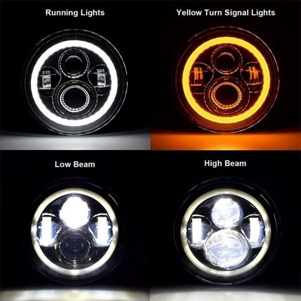 សង្កាត់ 7 អំពូលភ្លើង LED HALO សម្រាប់គ្រឿងបន្លាស់ចង្ក្រានក្បាលរបស់ Jeep Wrangler TJ សម្រាប់ LED Freshins Finer Tj សម្រាប់ Jeep TJ 1997-2006 JK CJ7 LJ - ធម្ផារម្ផន៍ 5