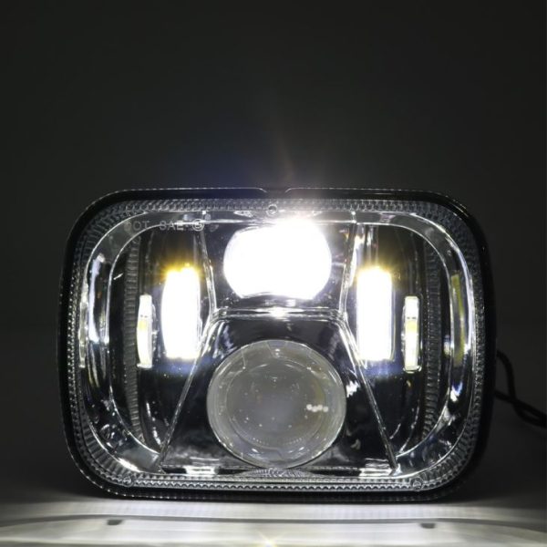 Gi-aprubahan sa DOT ang 5x7 pulgada 60W LED Square Headlight Sealed Hi / lo Be Bif Itom / Silver alang sa Jeep YJ XJ MJ & Alang sa off-road - Hulagway 6