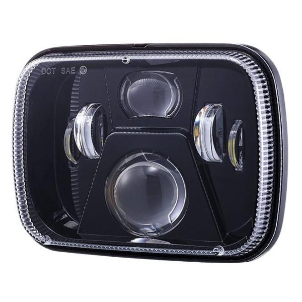 Gi-aprubahan sa DOT ang 5x7 pulgada 60W LED Square Headlight Sealed Hi / lo Be Bif Itom / Silver alang sa Jeep YJ XJ MJ & Alang sa off-road - Hulagway 2