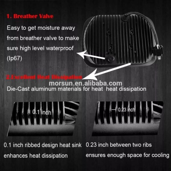 Gi-aprubahan sa DOT ang 5x7 pulgada 60W LED Square Headlight Sealed Hi / lo Be Bif Itom / Silver alang sa Jeep YJ XJ MJ & Alang sa off-road - Hulagway 4