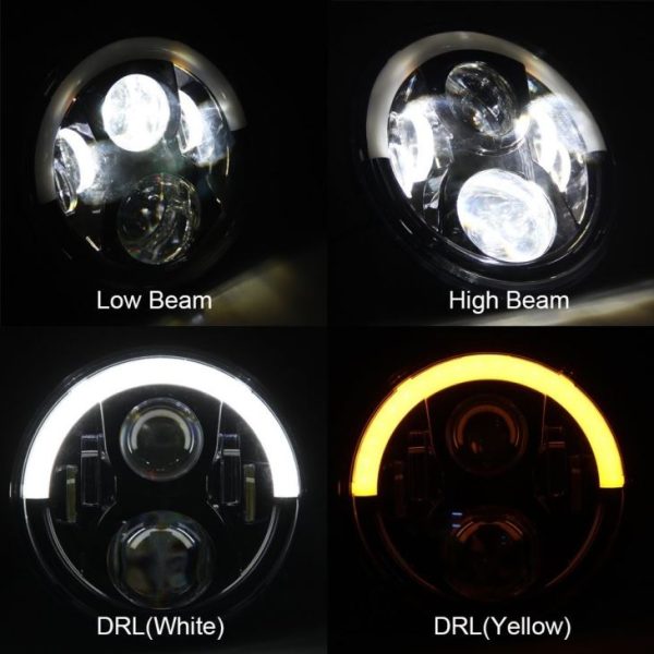 Lampu Halo Half LED untuk Jeep Wrangler JK TJ LJ CJ 7 Inci separuh lampu depan untuk jk jk - Imej 4