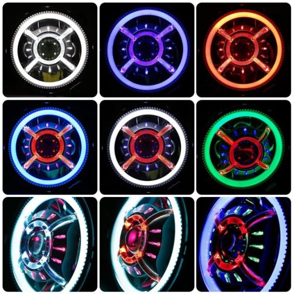 9 インチラウンドジープJL 2018 RGBリングジープラングラーカラー変化ハローLEDヘッドライト - 画像 3