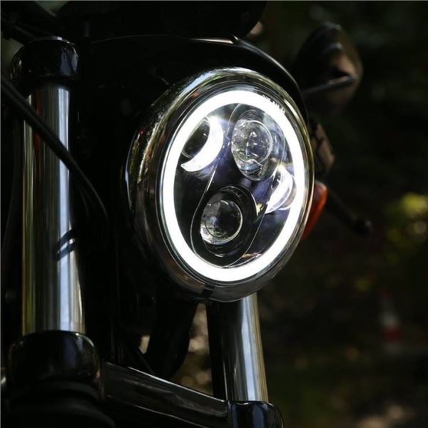 Morsun 40w 5 3/4 ម៉ាស៊ីនបញ្ចាំងពន្លឺភ្លើងអំពូល LED សម្រាប់ Harley Davidson Moticcle Mothleamps Mothleamps Chrome ខ្មៅ - ធម្ផារម្ផន៍ 5