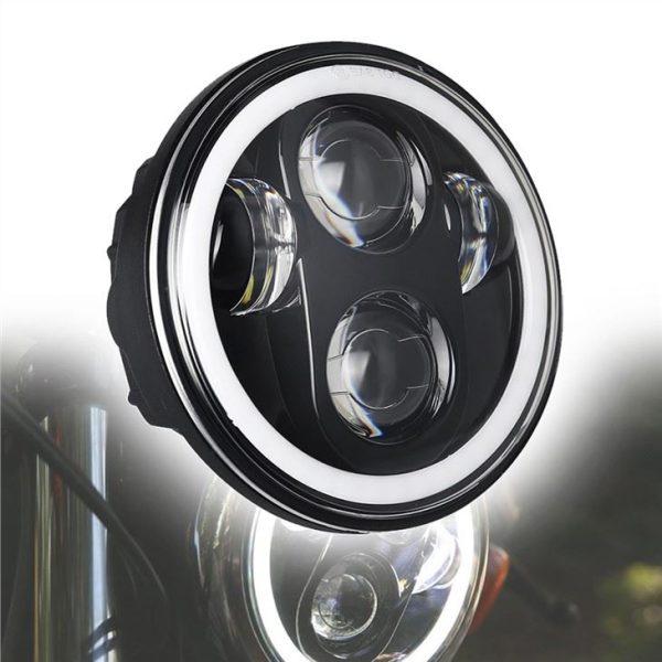 Morsun 40w 5 3/4 ម៉ាស៊ីនបញ្ចាំងពន្លឺភ្លើងអំពូល LED សម្រាប់ Harley Davidson Moticcle Mothleamps Mothleamps Chrome ខ្មៅ