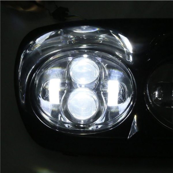 MORSUN 5.75 بوصة شطرية LED أسود LED مزدوج للمصباح الأمامي للجلد مع شعاع منخفض - صورة 4