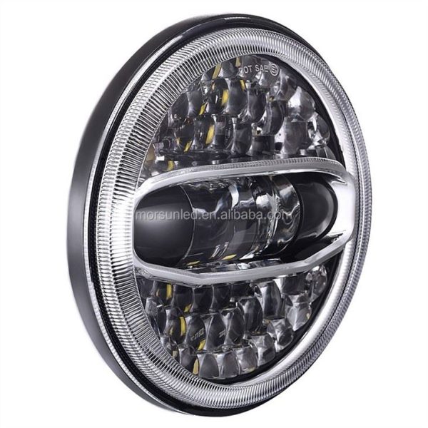 Morsun 7inch LED okrogle žaromete za Jeep Wrangler JK JKU CJ TJ Rubicon Sahara Unlimited s halo White Yellow - Slika 4