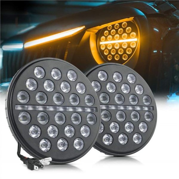 Morsun 7 tommu kringlótt framljós fyrir Jeep JK Wrangler High Low Beam DRL Turn Signal Light