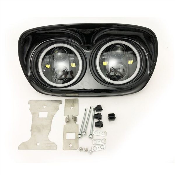 Morsun tvöfalt LED framljós fyrir Harley Fat Bob framljós með Halo Low Beam 5.75 tommu